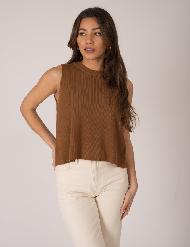 TILTIL Millow Knit Open Back Brown One Size - Things I Like Things I Love