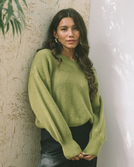 TILTIL Sofia V-neck Knit Matcha One Size - Things I Like Things I Love