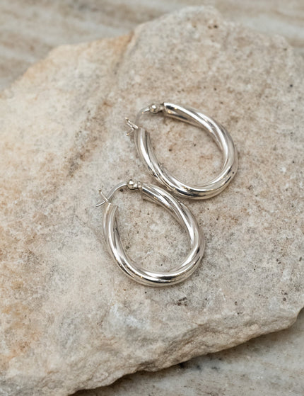 TILTIL Terra Twist Oval Hoop Silver - Things I Like Things I Love