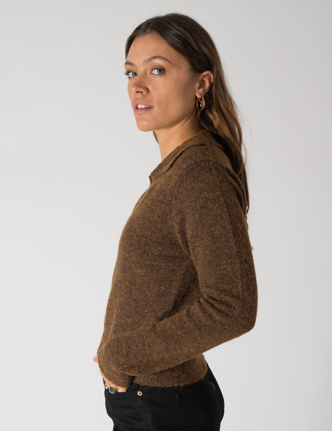 TILTIL Yal Polo Knit Brown One Size - Things I Like Things I Love