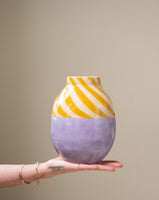 Vase Streifen Orange/Lila